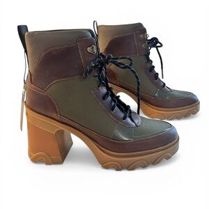 New Sorel Brex Chunky Heel Lug Sole lace up boots